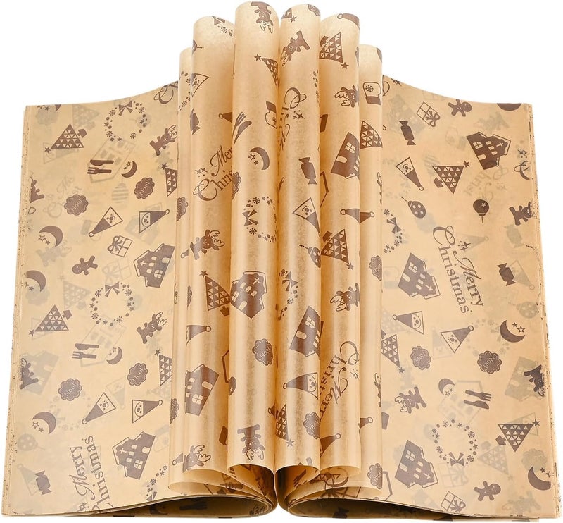 Ocmoiy 100 Sheets Christmas Wax Paper 8.6" x 9.8" Sandwich Wrapping Paper, Colored Decorative Deli Parchment Food Basket Liners for Wrapping Holiday Treats, Candy, Cookies (Coffee Xmas) - Image 4
